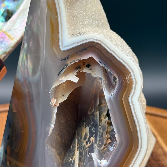 Agate Chalcedony Druzy Diamond Power Point Tower Crystal Geode - Picture 6 of 8